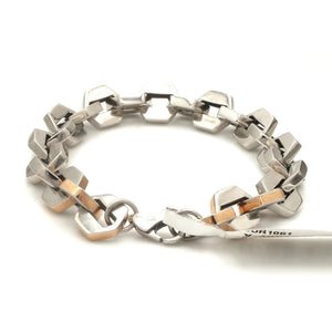 Jewelove™ Bangles & Bracelets Men of Platinum | Designer Bracelet with Rose Gold for Men JL PTB 1190