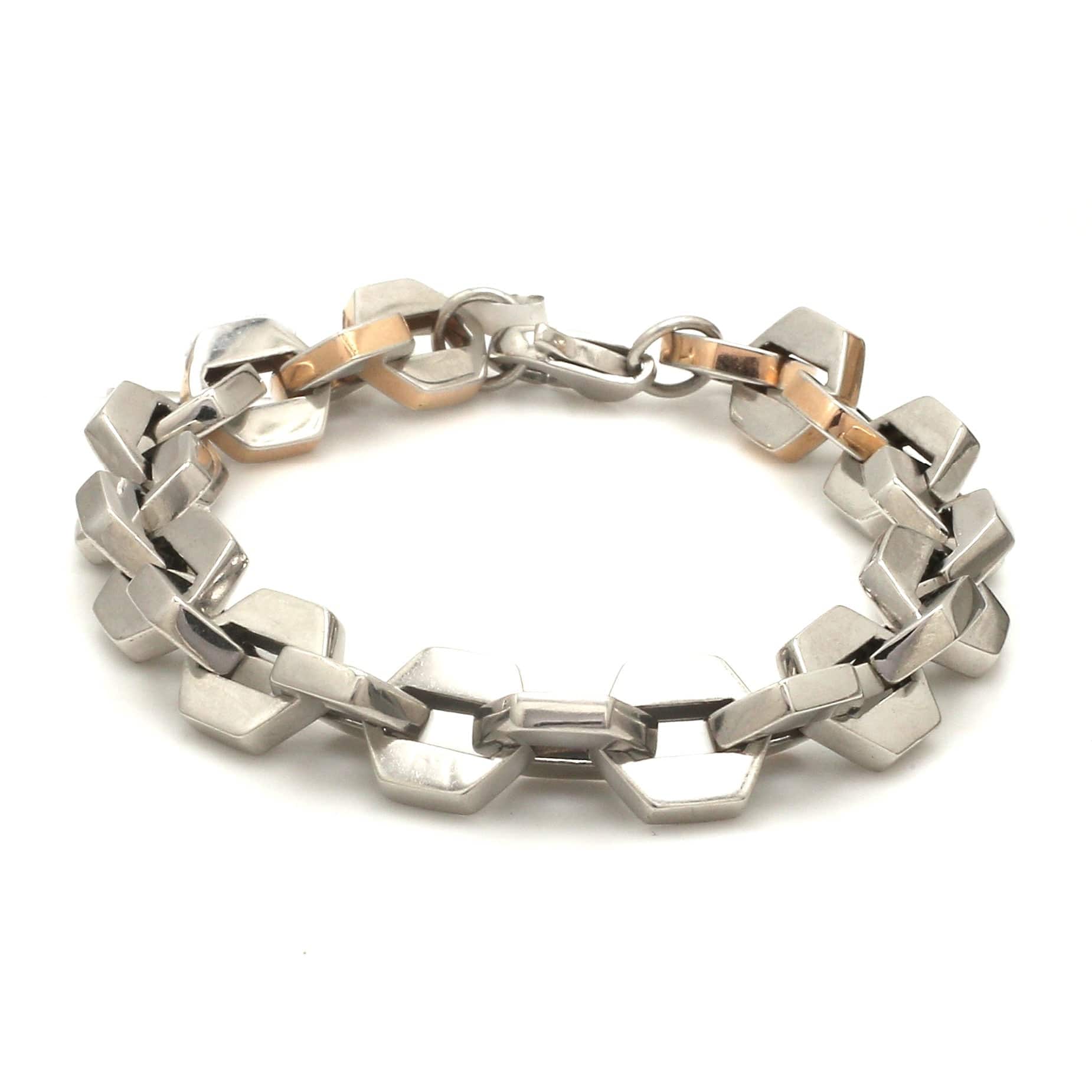 Jewelove™ Bangles & Bracelets Men of Platinum | Designer Bracelet with Rose Gold for Men JL PTB 1190