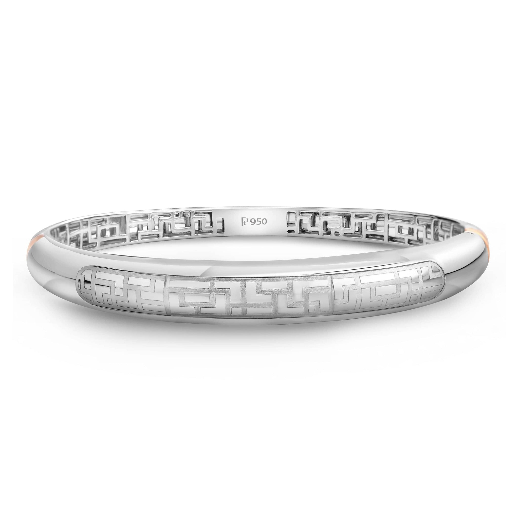 Jewelove™ Bangles & Bracelets Men of Platinum | Designer Platinum Geometric Maze Bracelet JL PTB 741