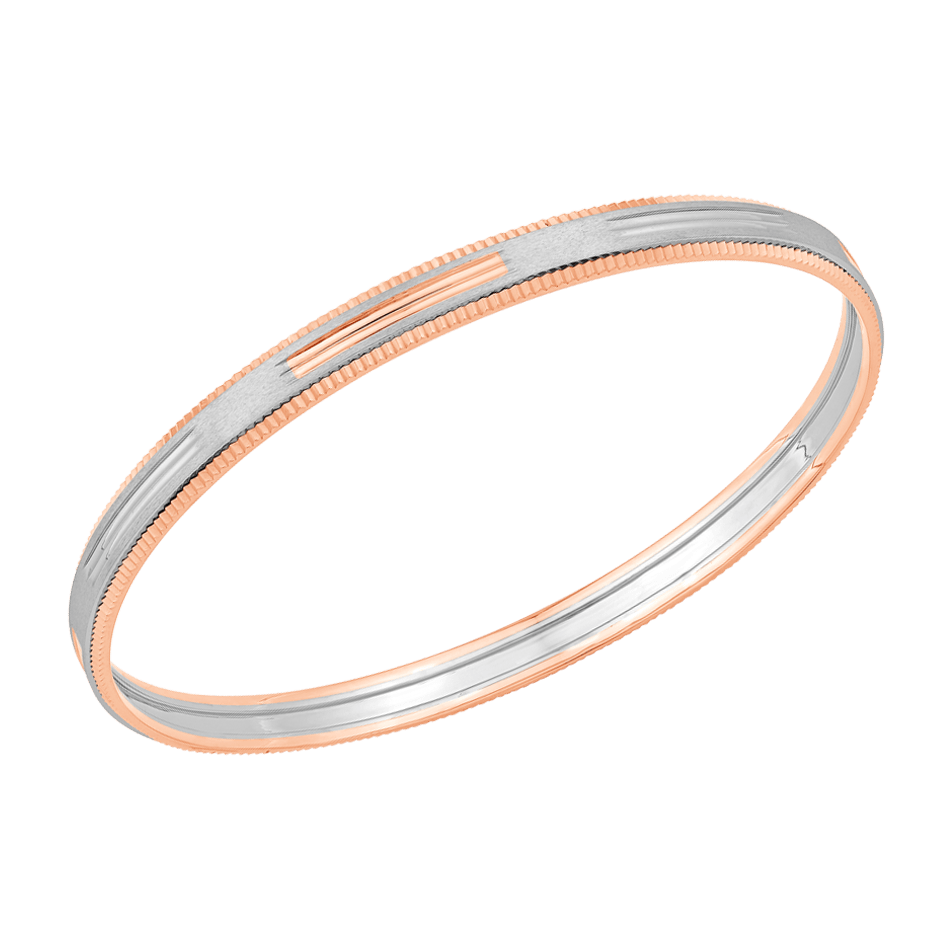 Jewelove™ Bangles & Bracelets Men of Platinum | Designer Platinum Kada with Rose Gold for Men JL PTB 0010