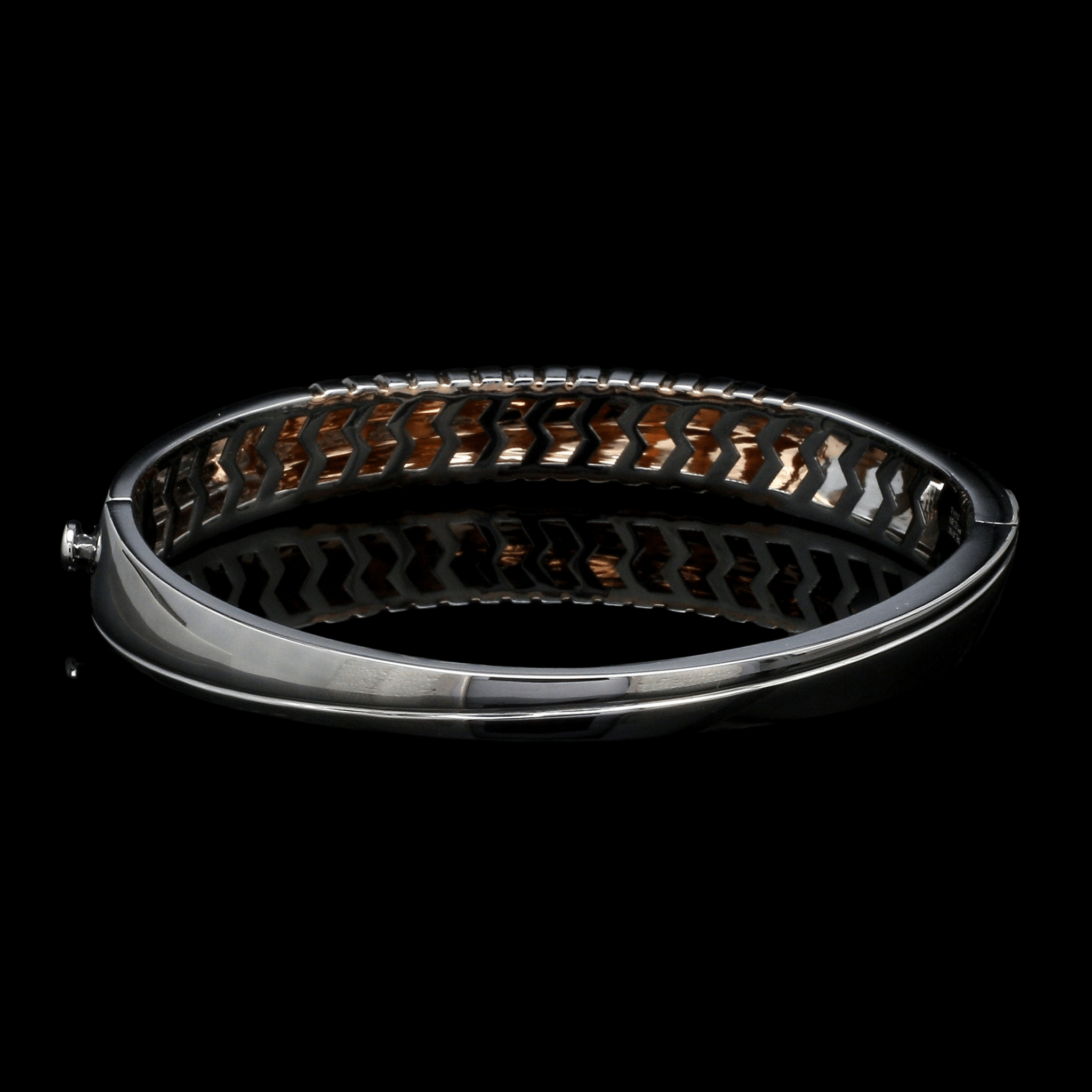 Jewelove™ Bangles & Bracelets Men of Platinum | Designer Platinum Kada with Rose Gold for Men JL PTB 1193