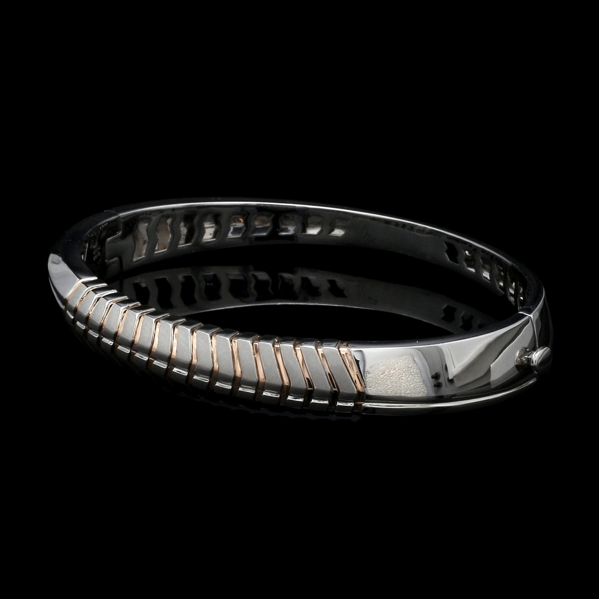 Jewelove™ Bangles & Bracelets Men of Platinum | Designer Platinum Kada with Rose Gold for Men JL PTB 1193