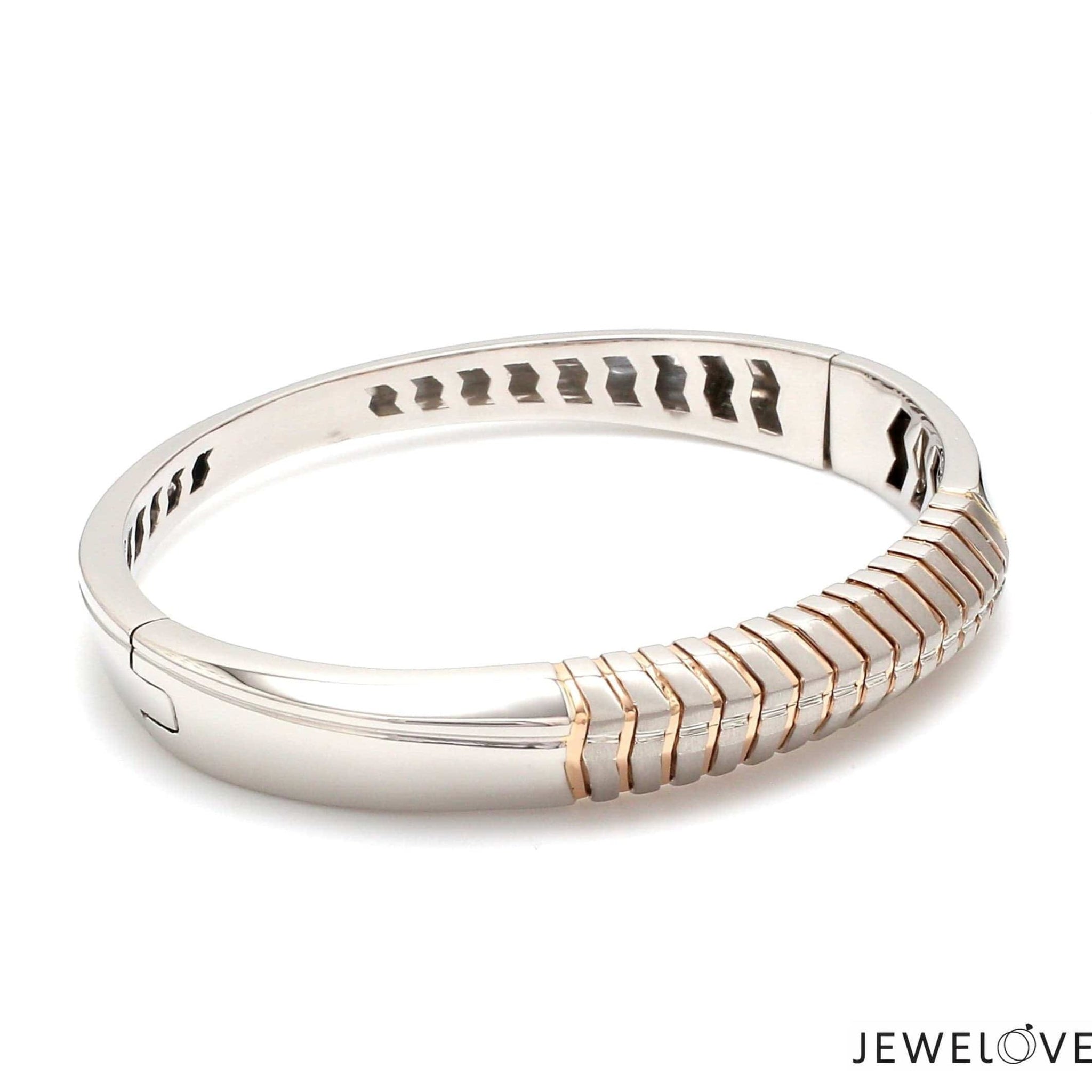 Jewelove™ Bangles & Bracelets Men of Platinum | Designer Platinum Kada with Rose Gold for Men JL PTB 1193