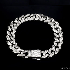 Jewelove™ Bangles & Bracelets Men of Platinum | Diamond Cut Bracelet with Diamond Lock for Men JL PTB 1231