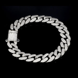 Jewelove™ Bangles & Bracelets Men of Platinum | Diamond Cut Bracelet with Diamond Lock for Men JL PTB 1231