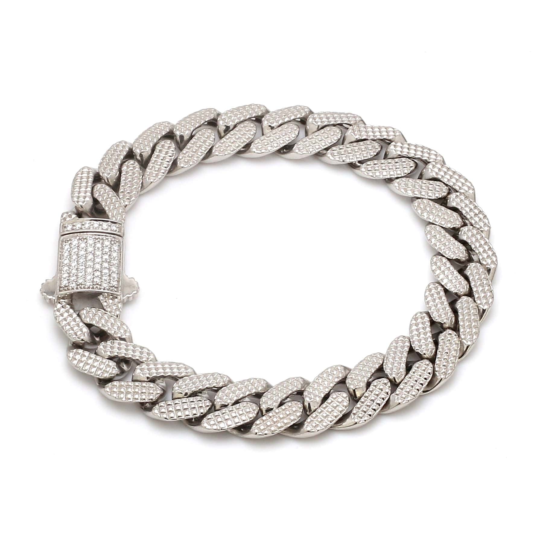 Jewelove™ Bangles & Bracelets Men of Platinum | Diamond Cut Bracelet with Diamond Lock for Men JL PTB 1231