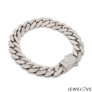 Jewelove™ Bangles & Bracelets Men of Platinum | Diamond Cut Bracelet with Diamond Lock for Men JL PTB 1231