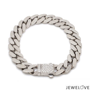 Jewelove™ Bangles & Bracelets Men of Platinum | Diamond Cut Bracelet with Diamond Lock for Men JL PTB 1231