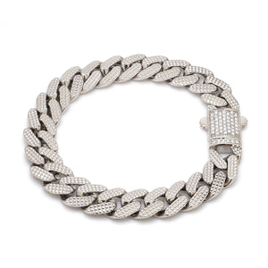 Jewelove™ Bangles & Bracelets Men of Platinum | Diamond Cut Bracelet with Diamond Lock for Men JL PTB 1231