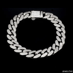 Jewelove™ Bangles & Bracelets Men of Platinum | Diamond Cut Bracelet with Diamond Lock for Men JL PTB 1231