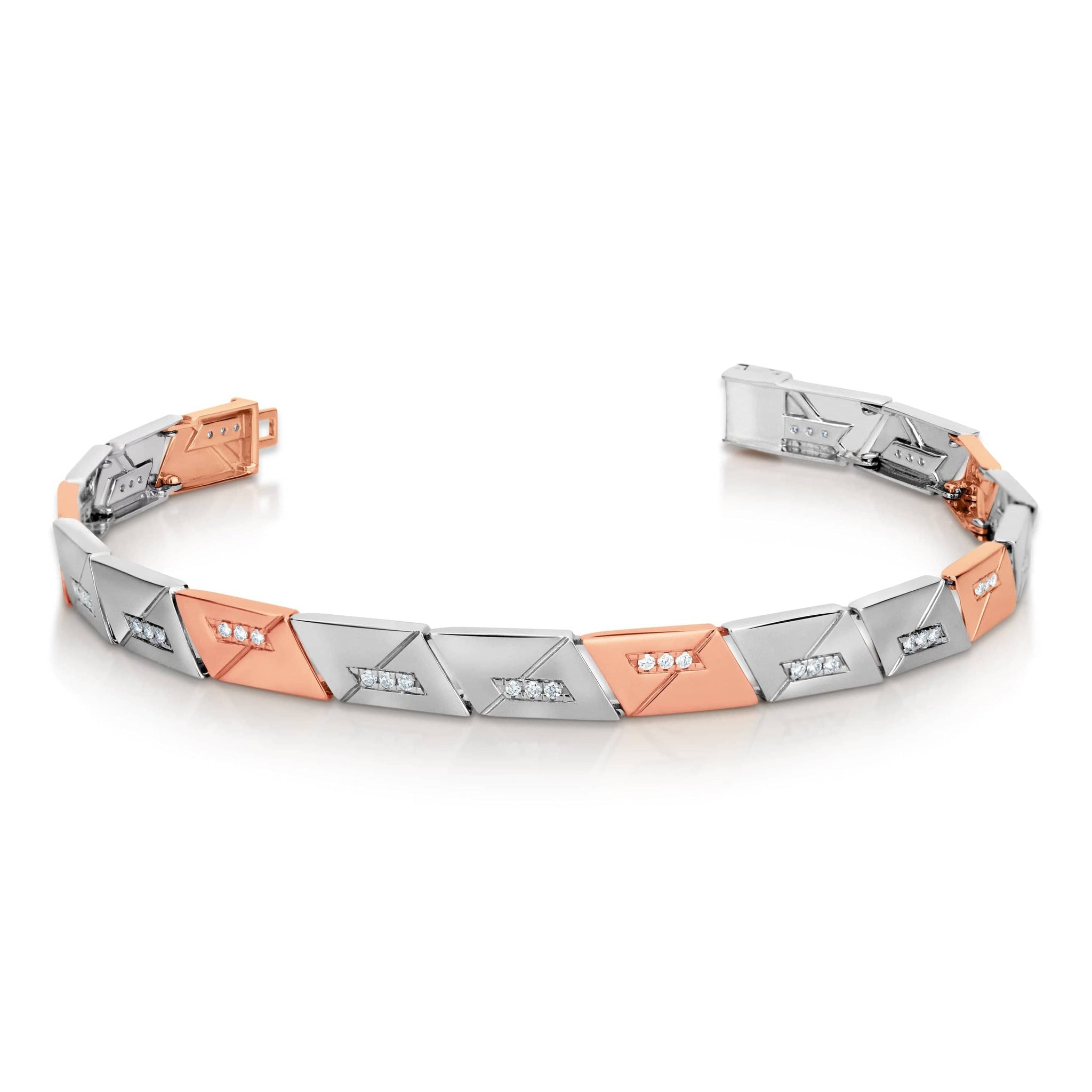 Jewelove™ Bangles & Bracelets Men of Platinum | Diamond Rose Gold Fusion Geometrical Bracelet for Men JL PTB 734