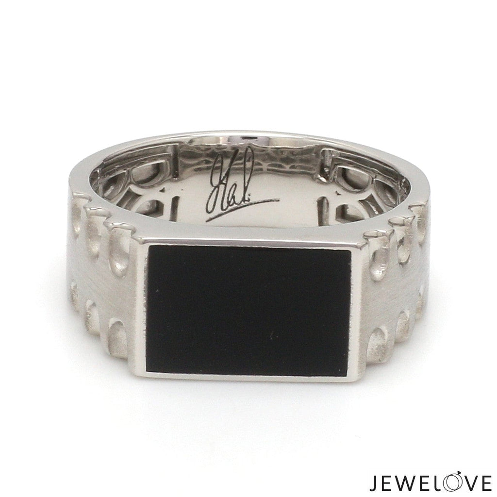 Jewelove™ Rings Men's band only Men of Platinum | Heavy Black Enamel Ring for Men JL PT MSD 1371