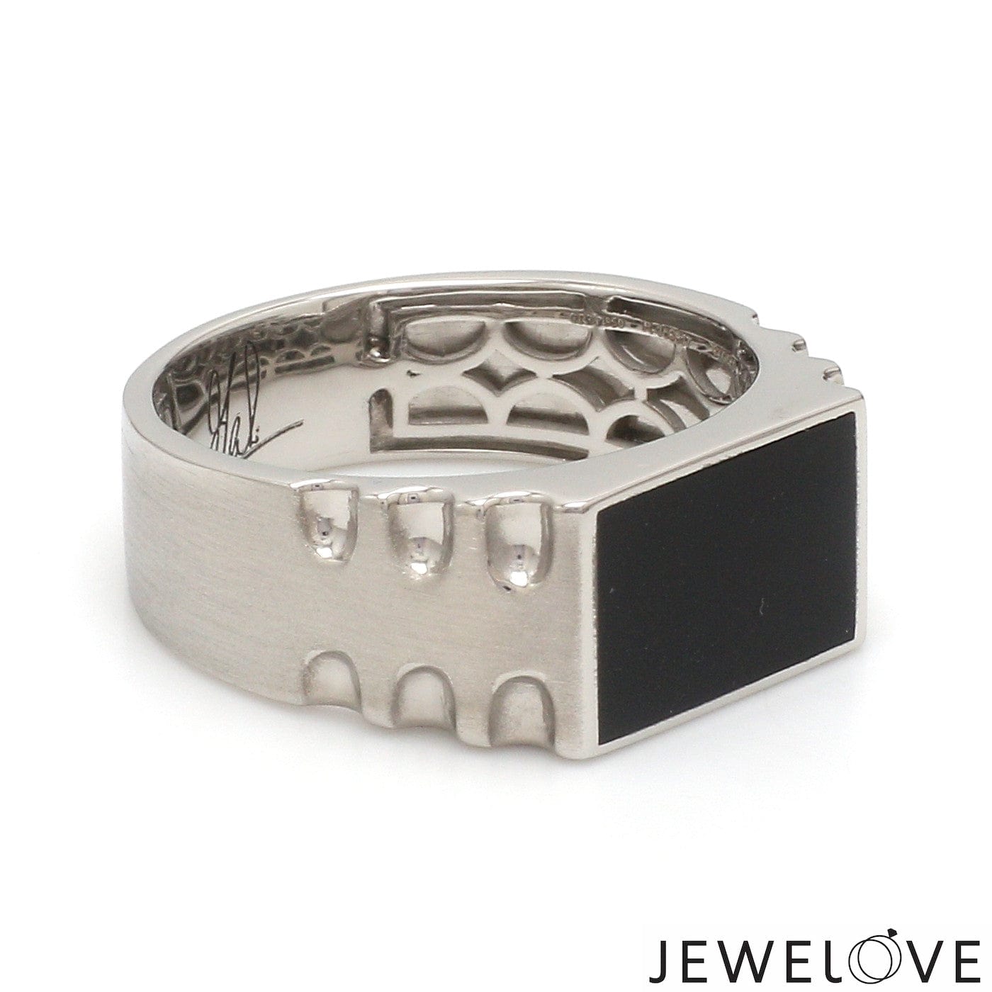 Jewelove™ Rings Men's band only Men of Platinum | Heavy Black Enamel Ring for Men JL PT MSD 1371