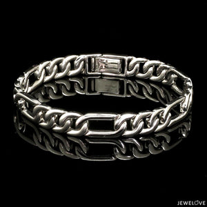 Jewelove™ Bangles & Bracelets 8 inches Men of Platinum | Heavy Figaro Platinum Sachin Bracelet JL PTB 1045