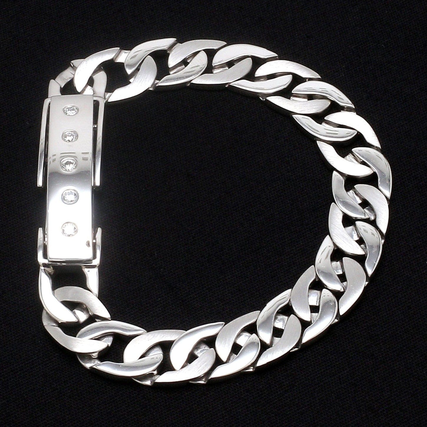 Jewelove™ Bangles & Bracelets Men of Platinum | Heavy Platinum Bracelet with Unique Diamond Studded Lock JL PTB 651