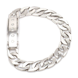 Jewelove™ Bangles & Bracelets Men of Platinum | Heavy Platinum Bracelet with Unique Diamond Studded Lock JL PTB 651