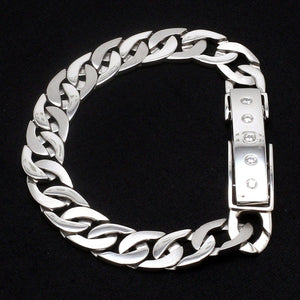 Jewelove™ Bangles & Bracelets Men of Platinum | Heavy Platinum Bracelet with Unique Diamond Studded Lock JL PTB 651