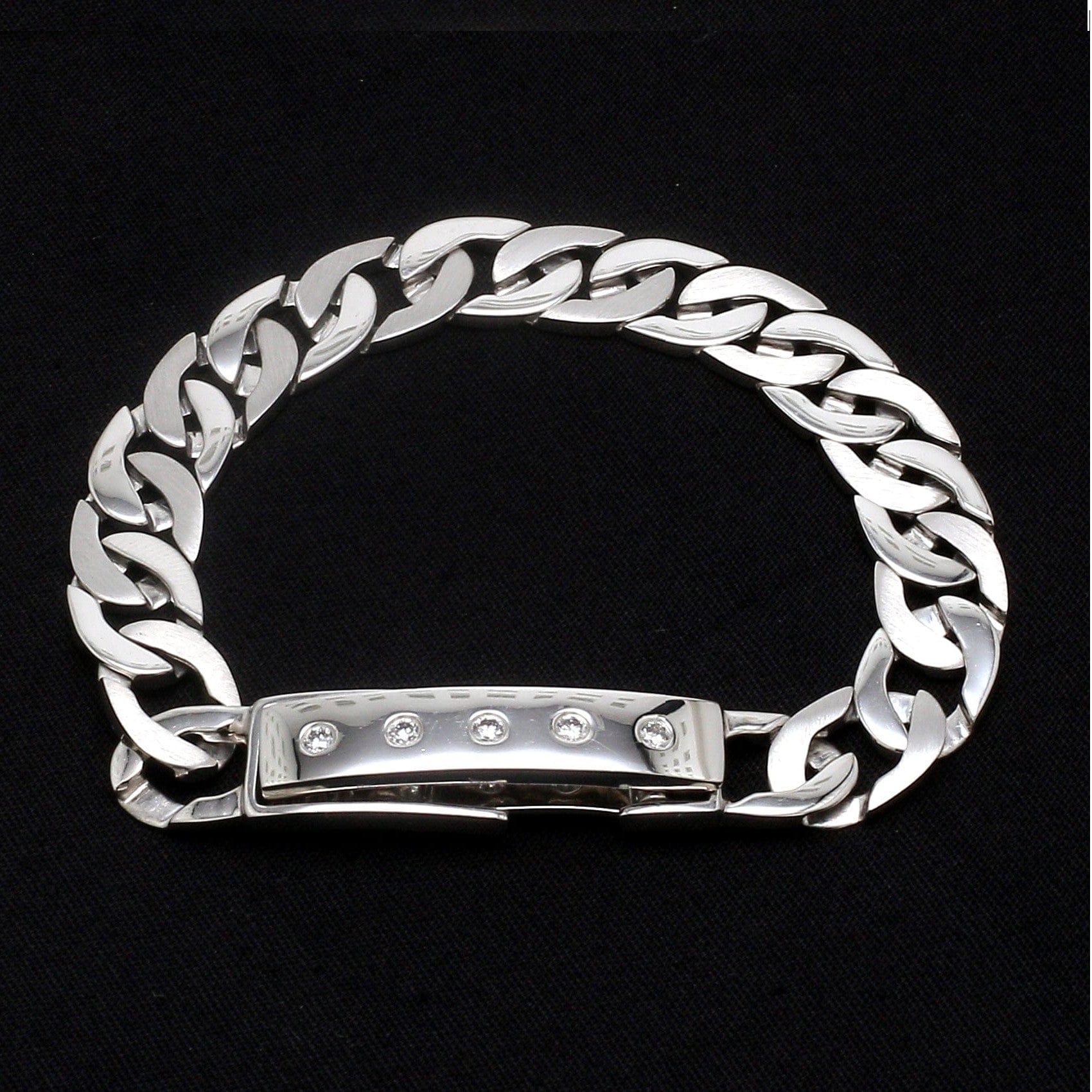 Jewelove™ Bangles & Bracelets Men of Platinum | Heavy Platinum Bracelet with Unique Diamond Studded Lock JL PTB 651