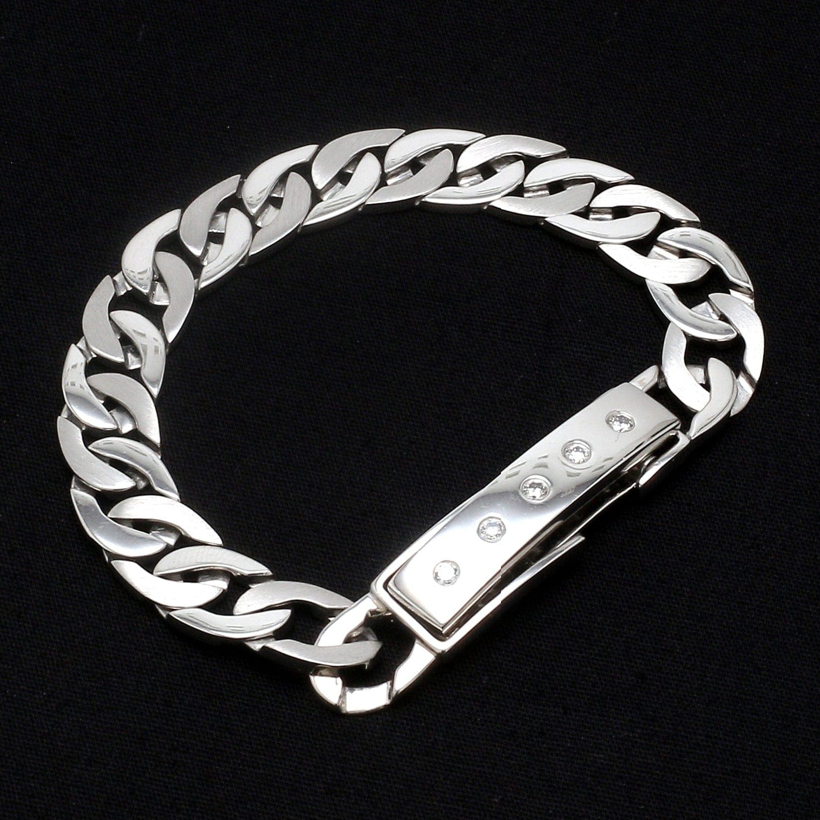 Jewelove™ Bangles & Bracelets Men of Platinum | Heavy Platinum Bracelet with Unique Diamond Studded Lock JL PTB 651