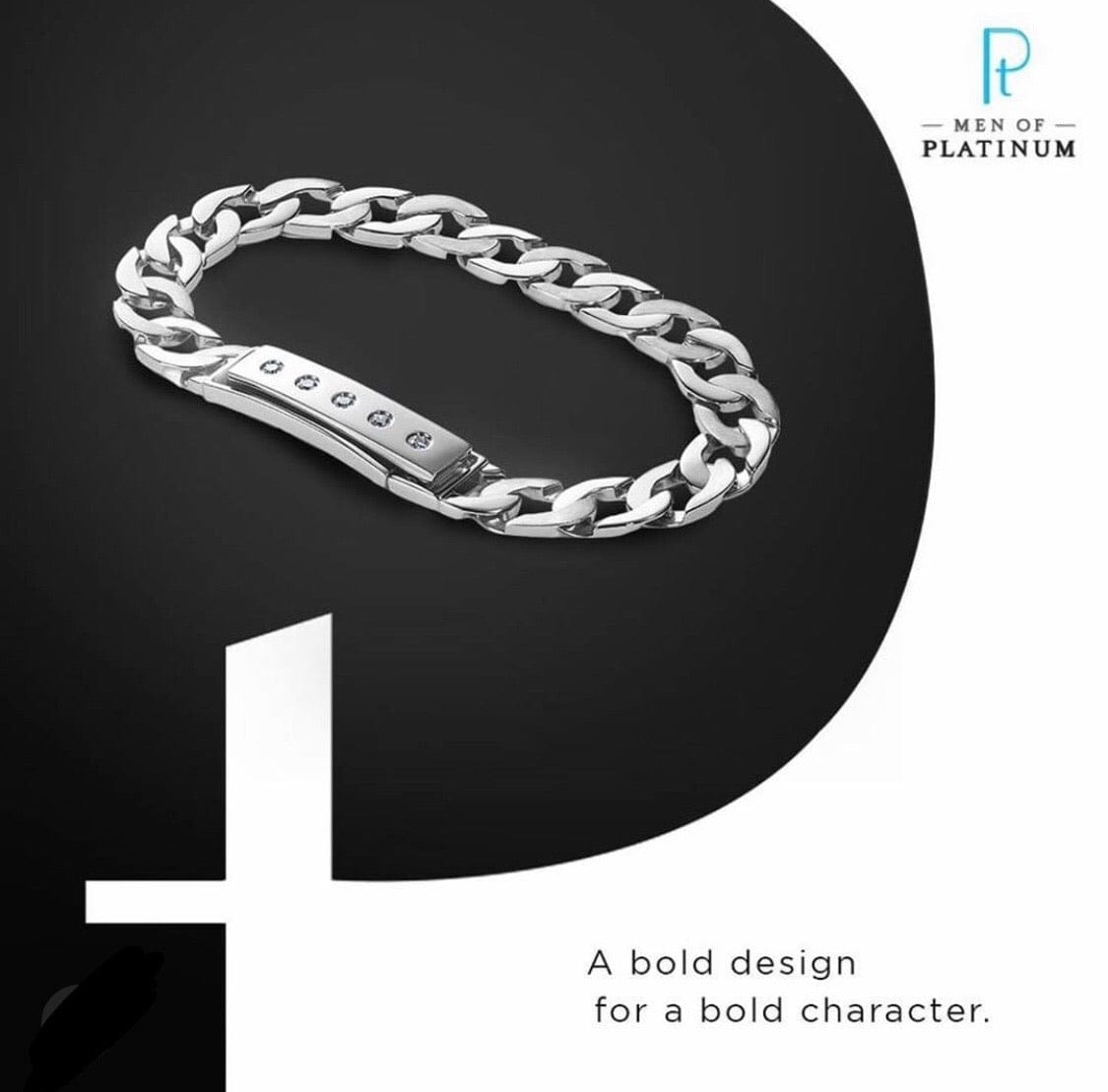 Jewelove™ Bangles & Bracelets Men of Platinum | Heavy Platinum Bracelet with Unique Diamond Studded Lock JL PTB 651