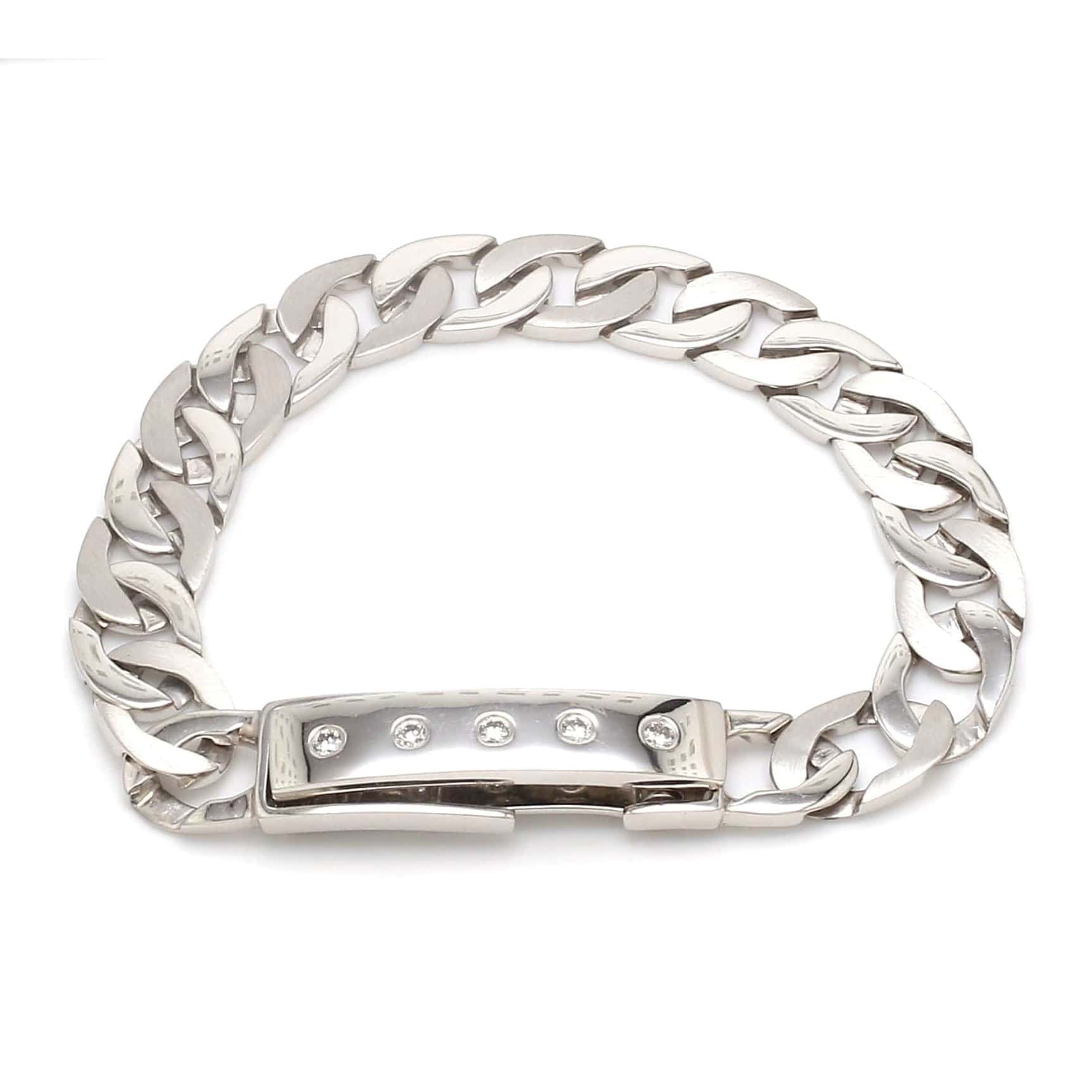 Jewelove™ Bangles & Bracelets Men of Platinum | Heavy Platinum Bracelet with Unique Diamond Studded Lock JL PTB 651