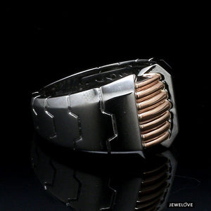 Jewelove™ Rings Men's Band only Men of Platinum | Heavy Platinum Rose Gold Ring for Leaders JL PT 685R