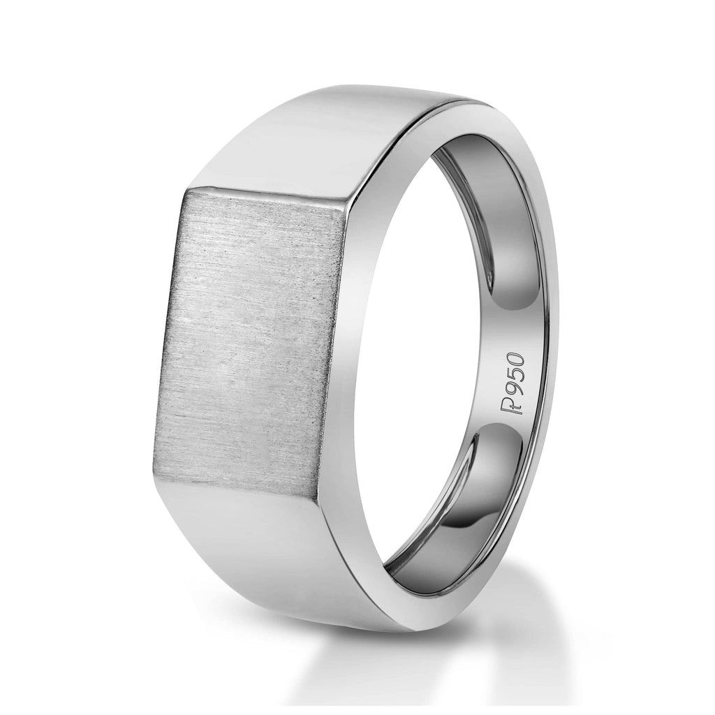 Jewelove™ Rings Men's Band only Men of Platinum | Heavy Platinum Signet Flat Top Ring for Men JL PT 1056