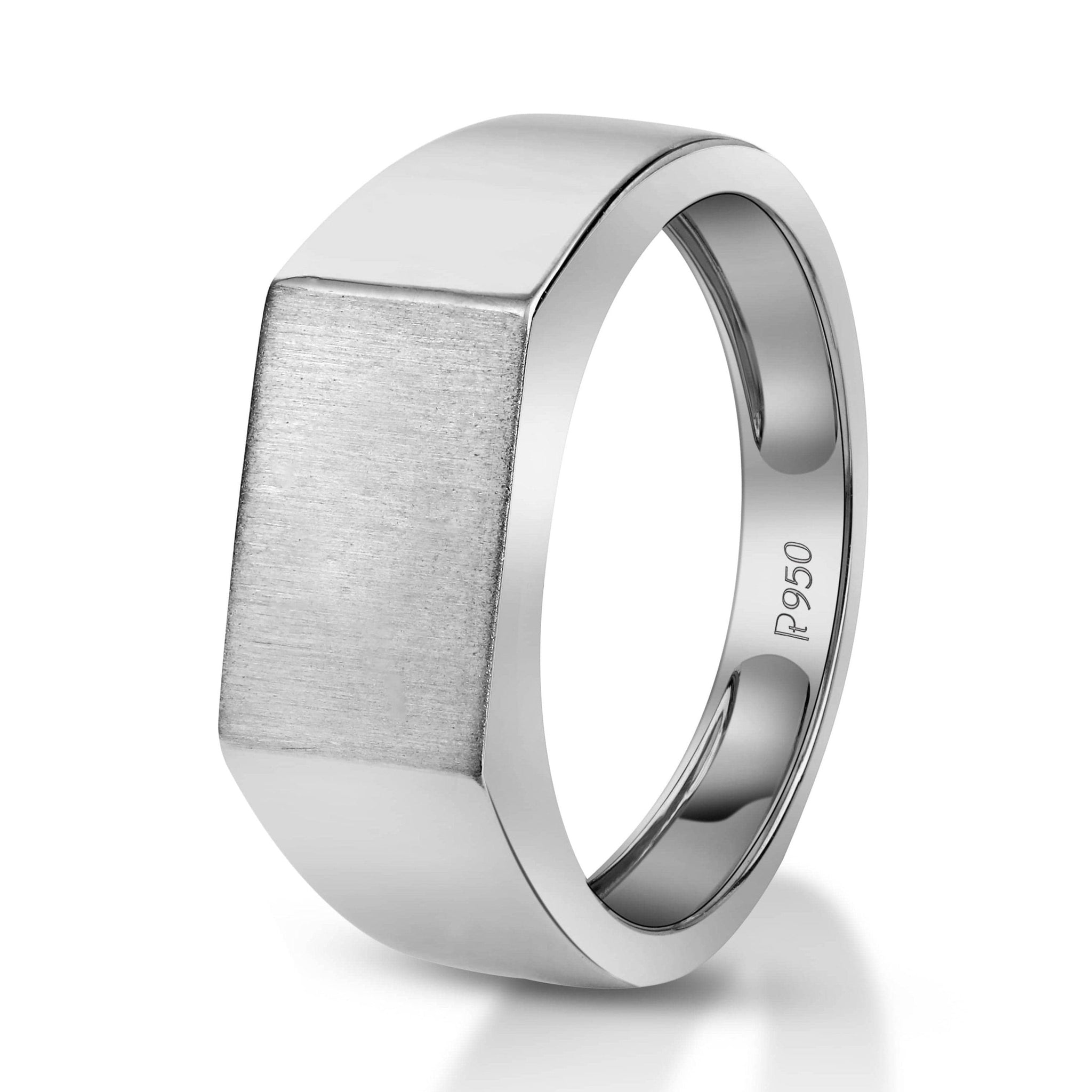 Jewelove™ Rings Men's Band only Men of Platinum | Heavy Platinum Signet Flat Top Ring for Men JL PT 1056