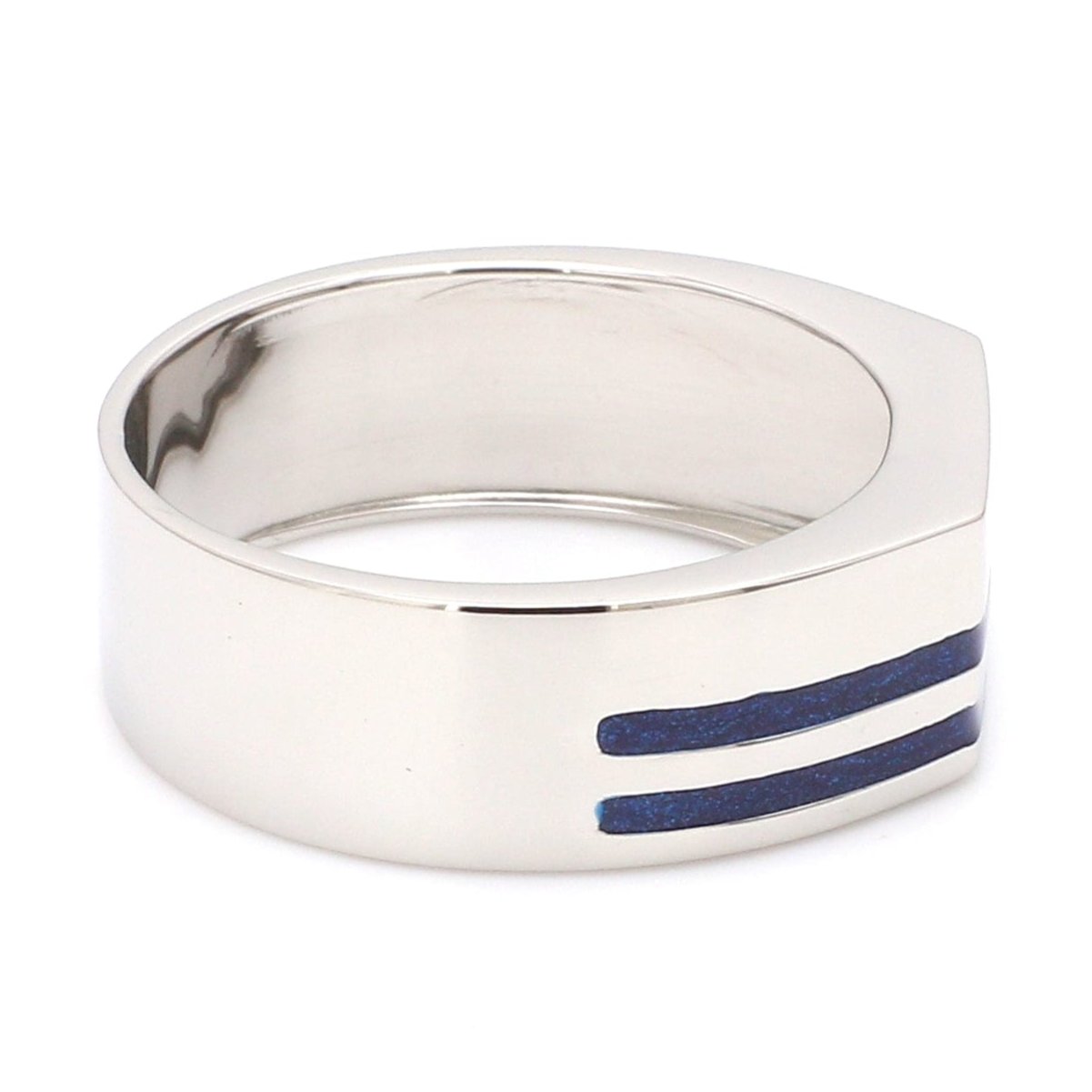 Jewelove™ Rings Men's Band only Men of Platinum | Heavy Platinum Signet Ring with Blue Enamel for Men JL PT 1057