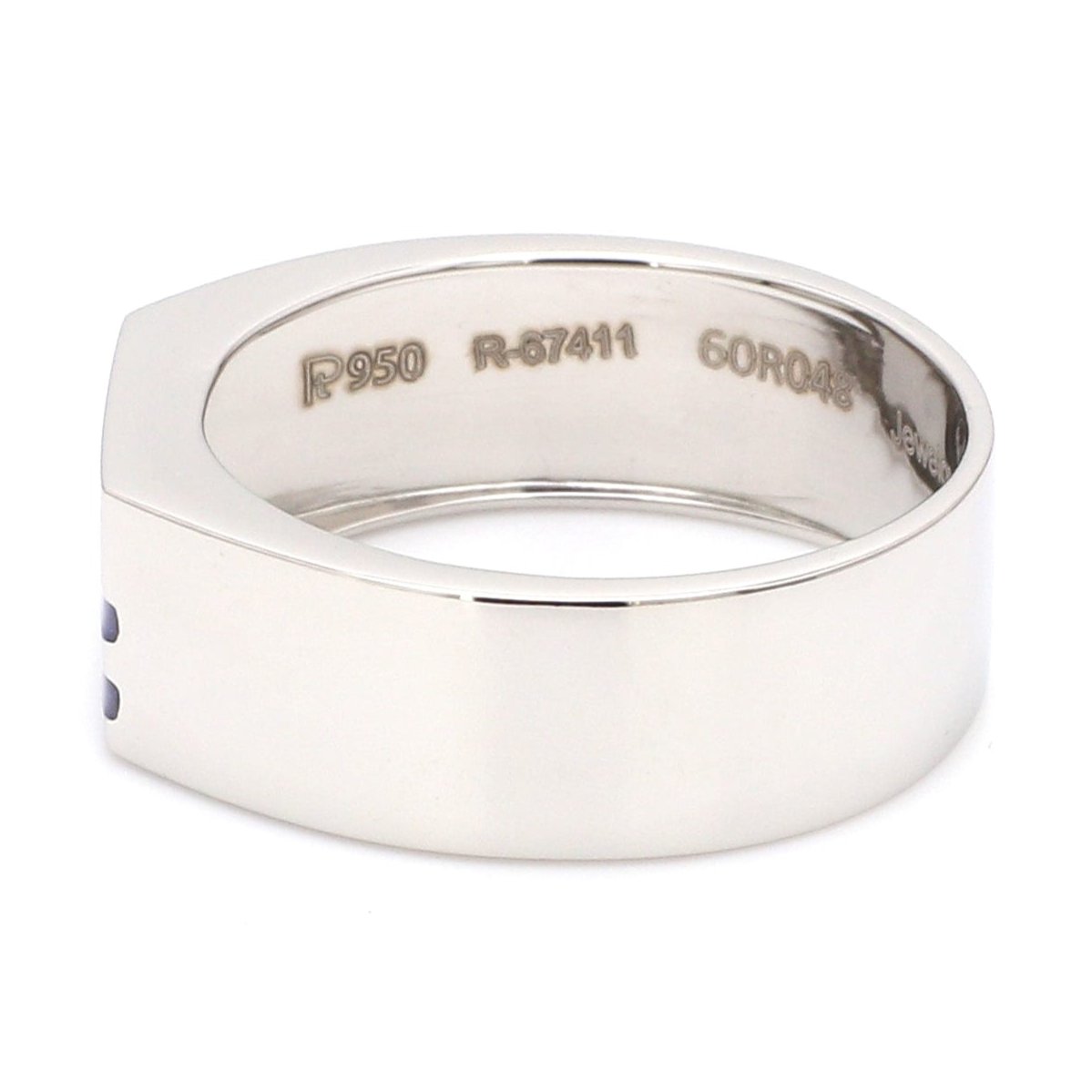 Jewelove™ Rings Men's Band only Men of Platinum | Heavy Platinum Signet Ring with Blue Enamel for Men JL PT 1057