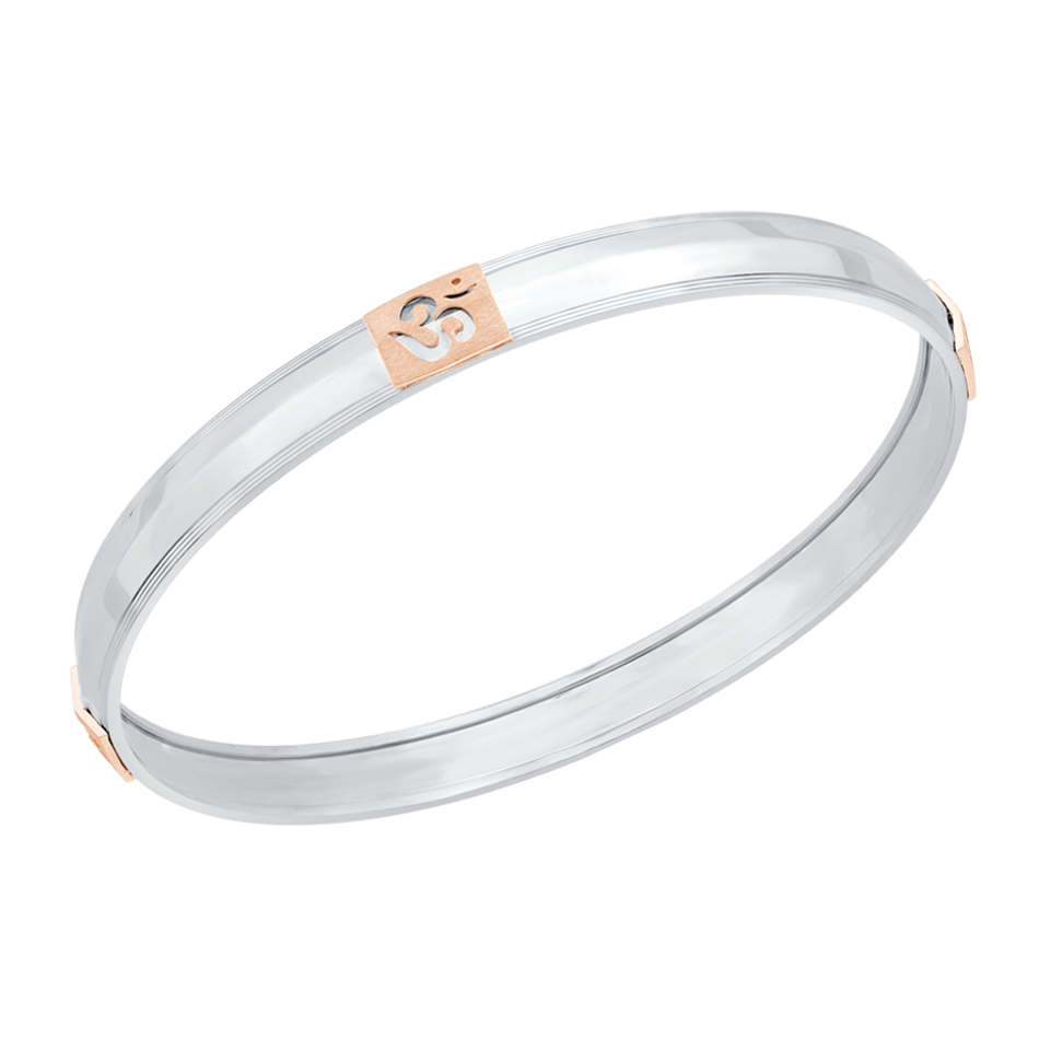 Jewelove™ Bangles & Bracelets Men of Platinum | Om Kada with Rose Gold for Men JL PTB 0163