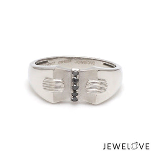 Jewelove™ Rings Men's Band only Men of Platinum | Platinum Black Diamond Ring for Men JL PT 1355-A