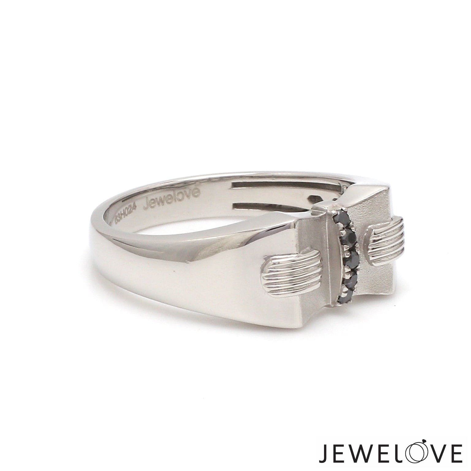 Jewelove™ Rings Men's Band only Men of Platinum | Platinum Black Diamond Ring for Men JL PT 1355-A