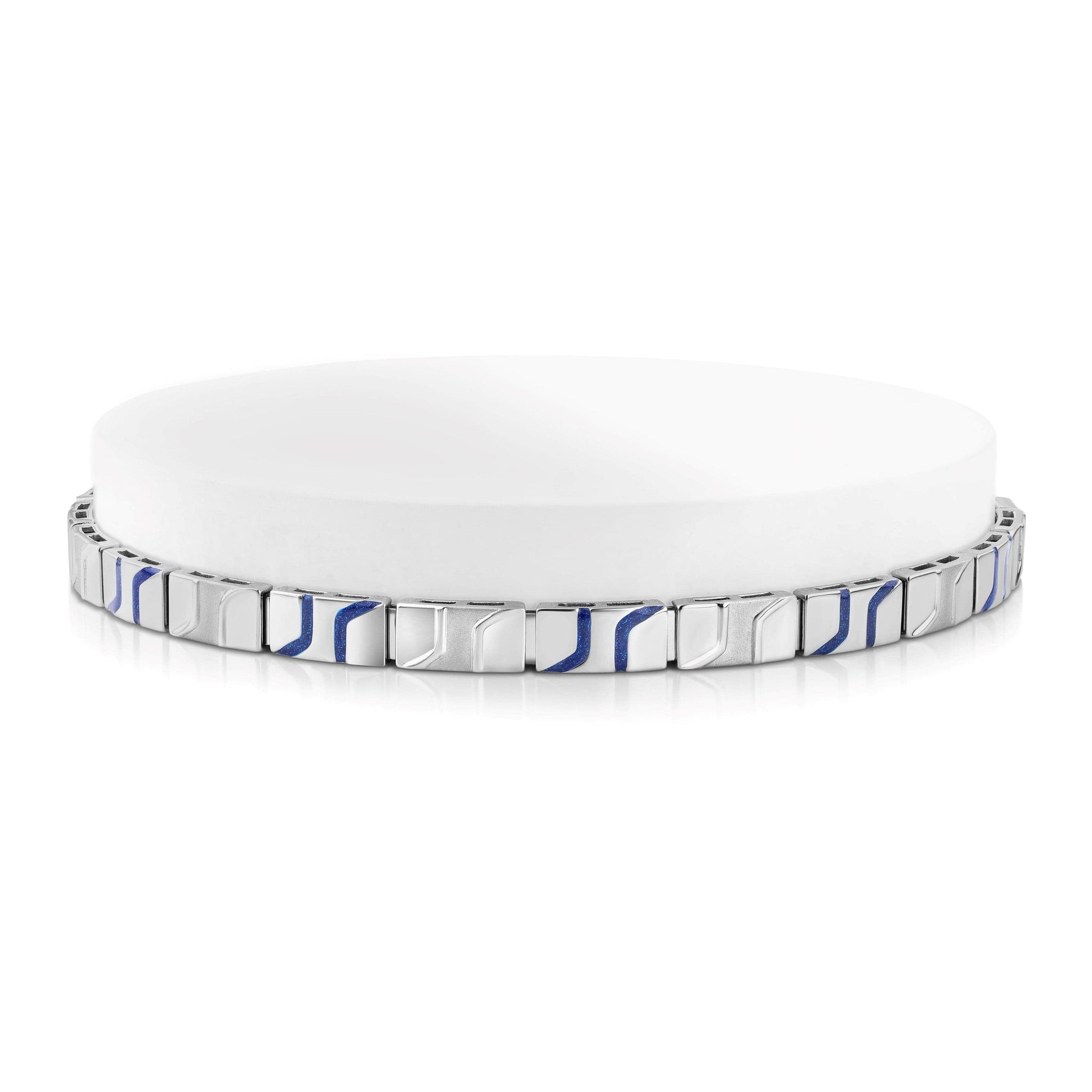 Jewelove™ Bangles & Bracelets Men of Platinum | Platinum Bracelet with Blue Enamel for Men JL PTB 1198