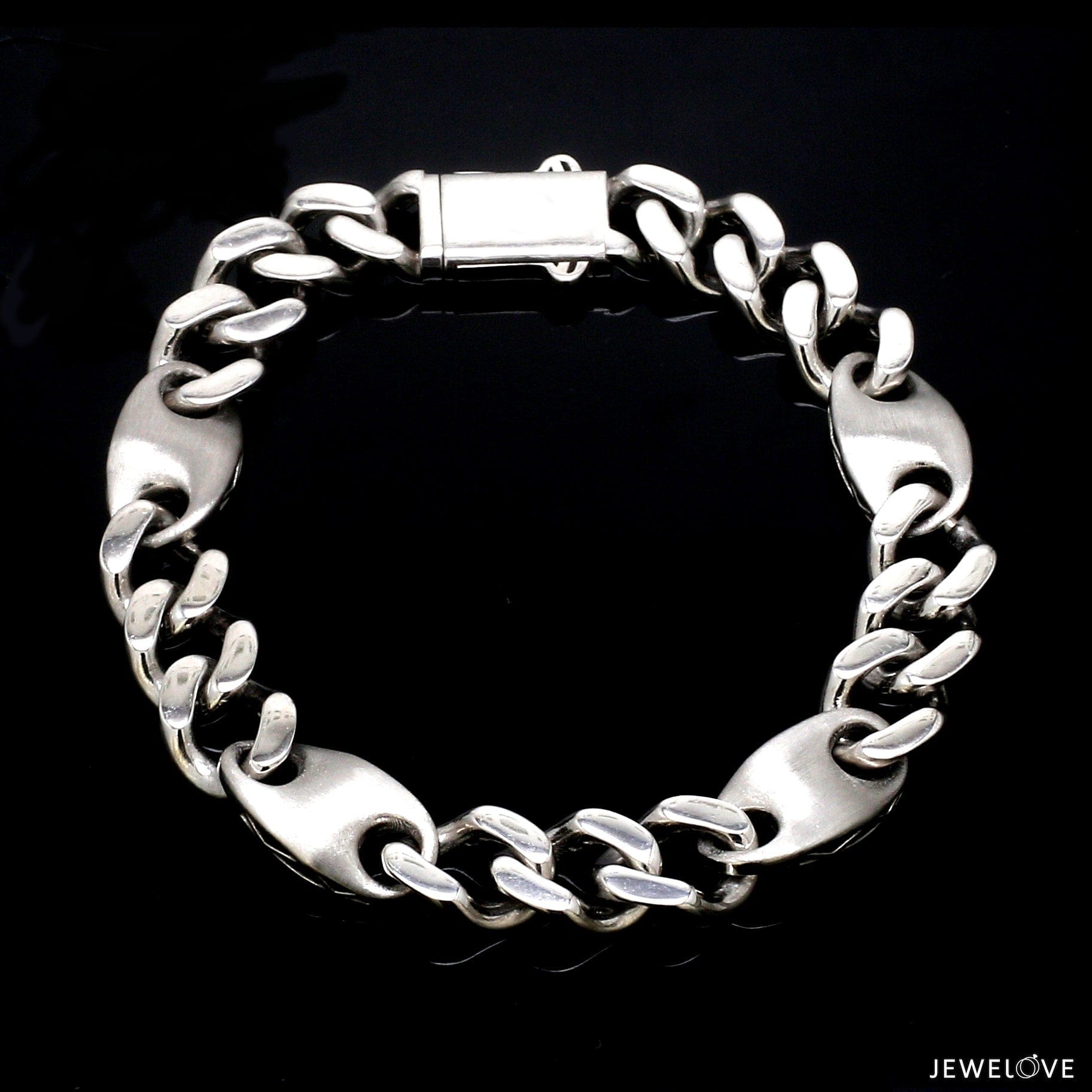 Jewelove™ Bangles & Bracelets Men of Platinum | Platinum Bracelet with Brush Finish & Hi-Polish for Men JL PTB 1254