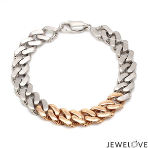 Jewelove™ Bangles & Bracelets Men of Platinum | Platinum & Rose Gold Bracelet with Brush Finish for Men JL PTB 1250