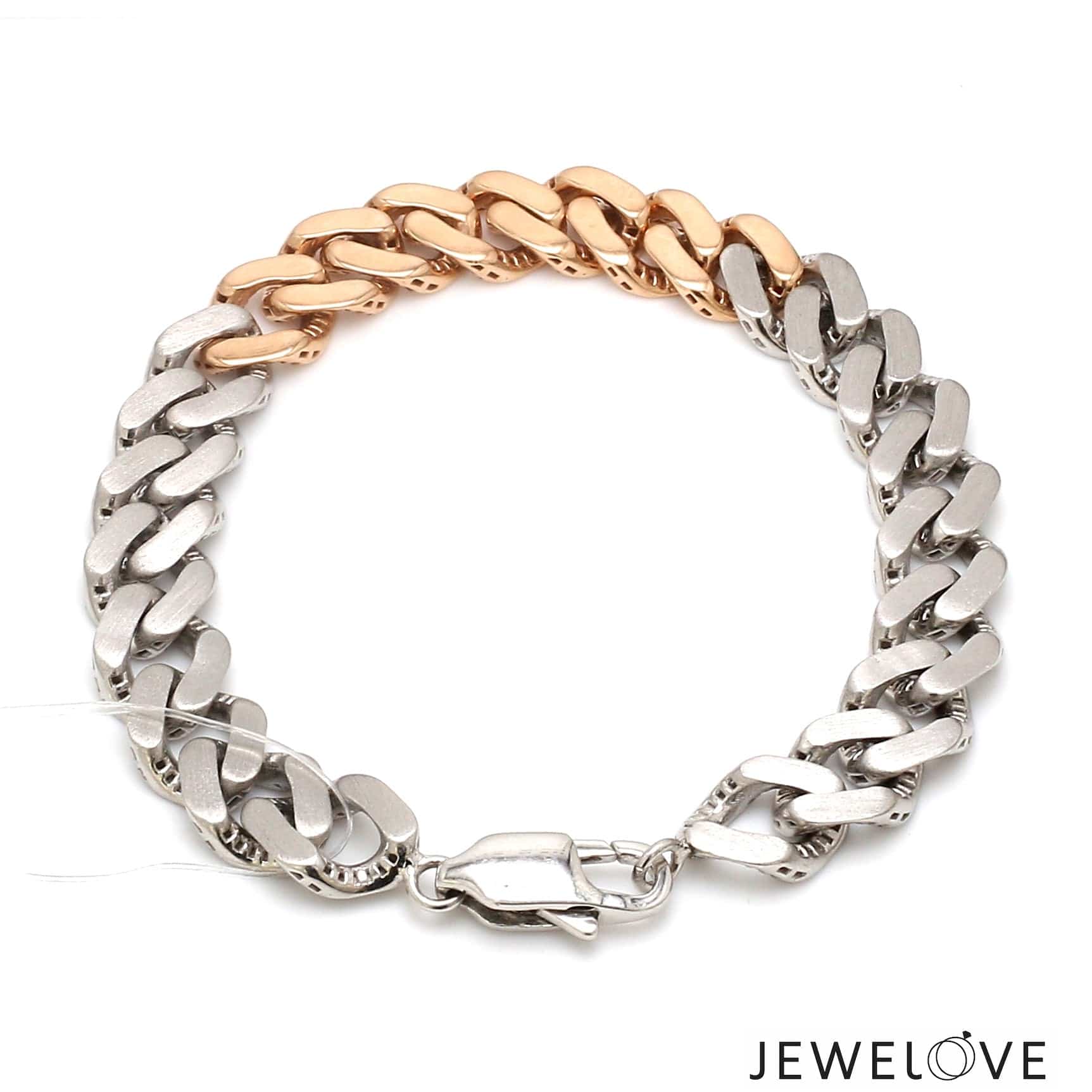 Jewelove™ Bangles & Bracelets Men of Platinum | Platinum & Rose Gold Bracelet with Brush Finish for Men JL PTB 1250