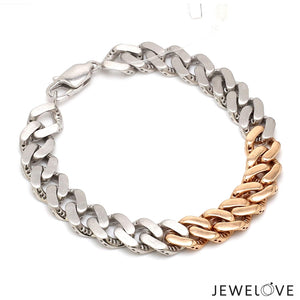 Jewelove™ Bangles & Bracelets Men of Platinum | Platinum & Rose Gold Bracelet with Brush Finish for Men JL PTB 1250