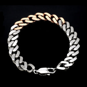 Jewelove™ Bangles & Bracelets Men of Platinum | Platinum & Rose Gold Bracelet with Brush Finish for Men JL PTB 1250