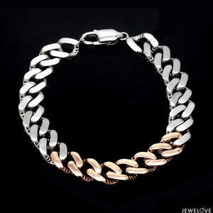 Jewelove™ Bangles & Bracelets Men of Platinum | Platinum & Rose Gold Bracelet with Brush Finish for Men JL PTB 1250