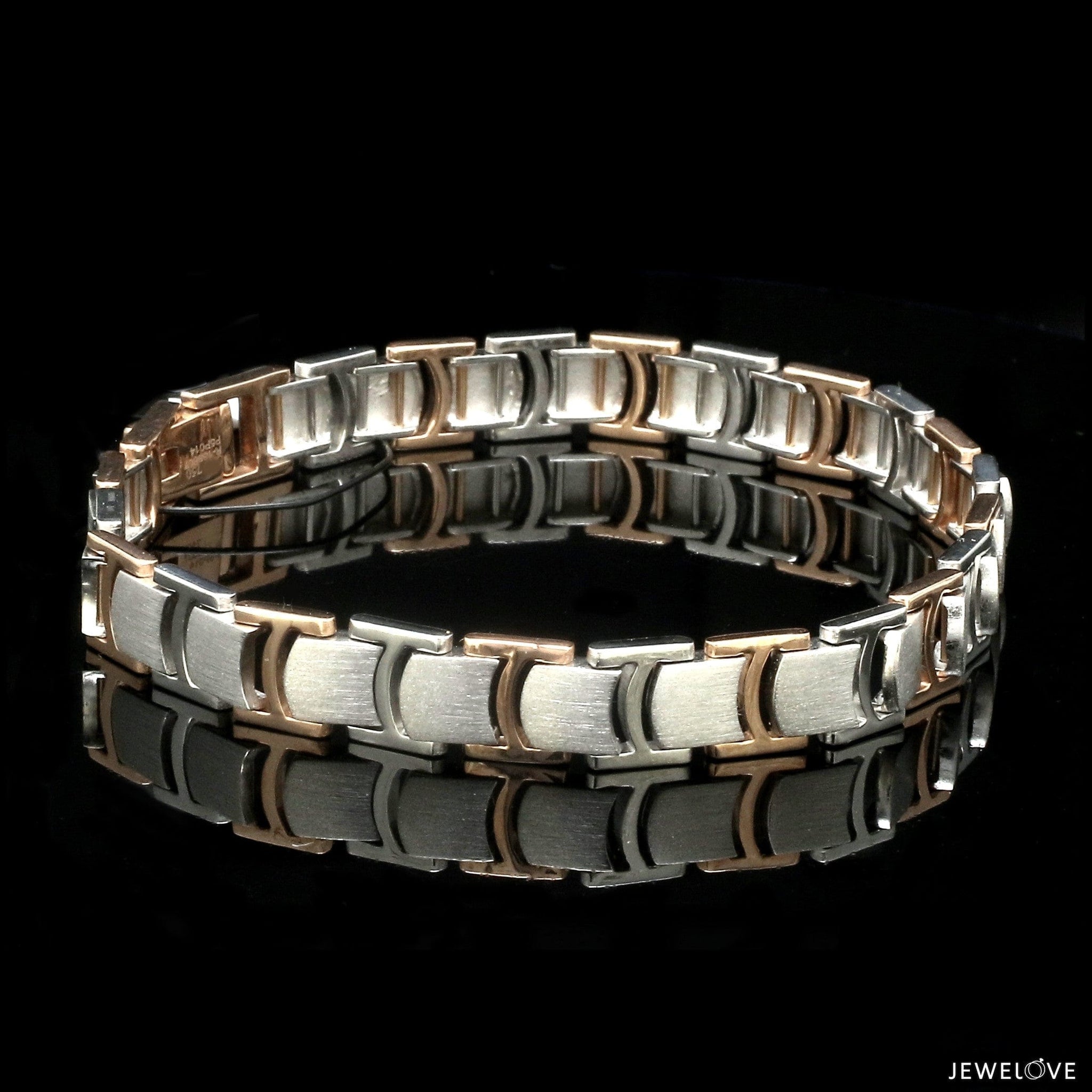 Jewelove™ Bangles & Bracelets Men of Platinum | Platinum & Rose Gold Bracelet with Matte Finish for Men JL PTB 1249