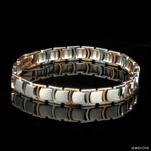 Jewelove™ Bangles & Bracelets Men of Platinum | Platinum & Rose Gold Bracelet with Matte Finish for Men JL PTB 1249