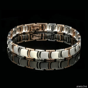 Jewelove™ Bangles & Bracelets Men of Platinum | Platinum & Rose Gold Bracelet with Matte Finish for Men JL PTB 1249