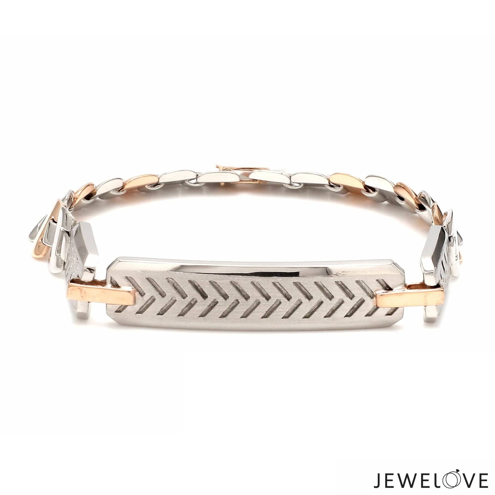 Jewelove™ Bangles & Bracelets Men of Platinum| Platinum & Rose Gold Solid Bracelet for Men JL PTB 816-A