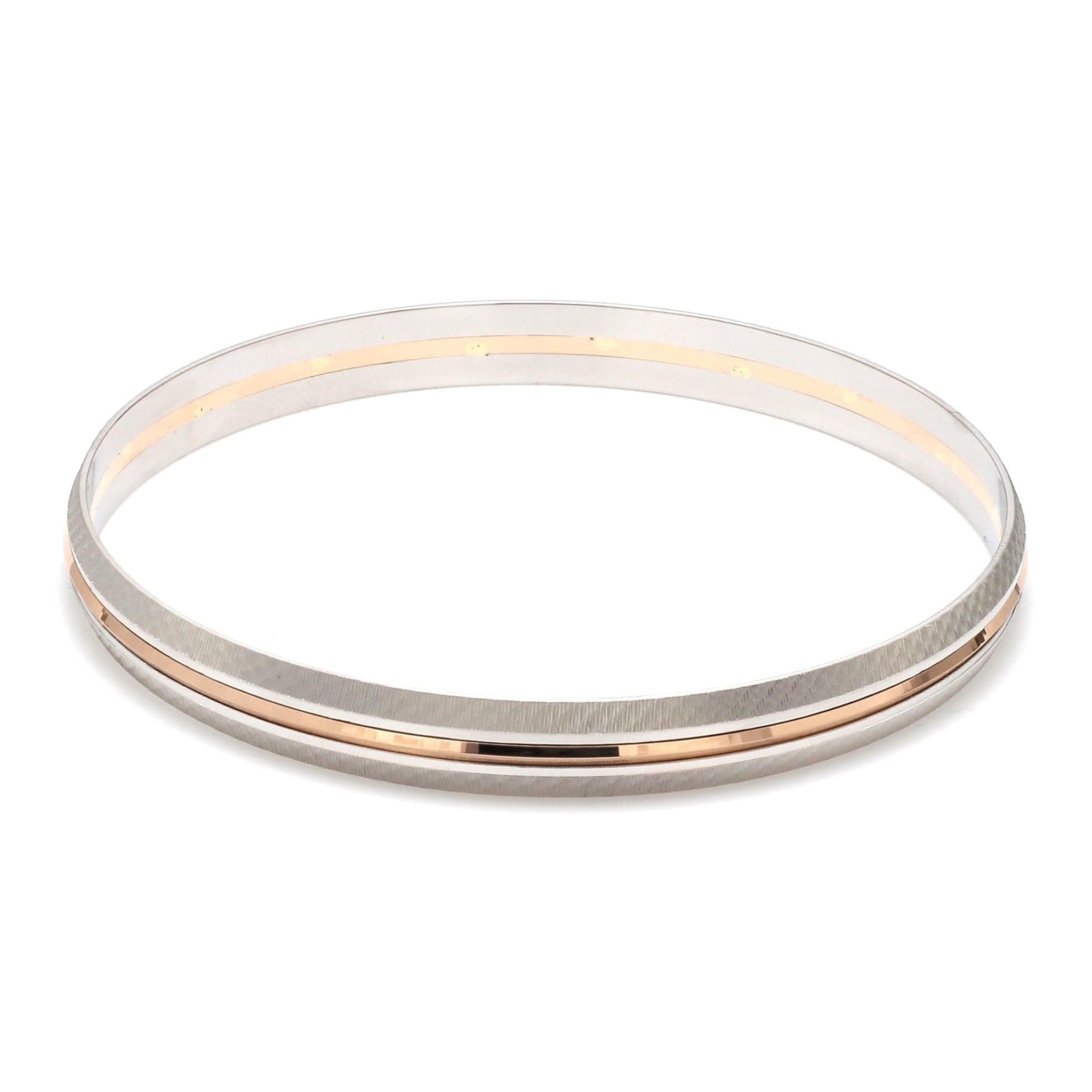 Jewelove™ Bangles & Bracelets Men of Platinum | Rose Gold Fusion Kada with Unique Texture for Men JL PTB 737