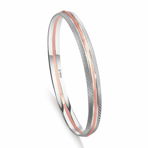 Jewelove™ Bangles & Bracelets Men of Platinum | Rose Gold Fusion Kada with Unique Texture for Men JL PTB 737