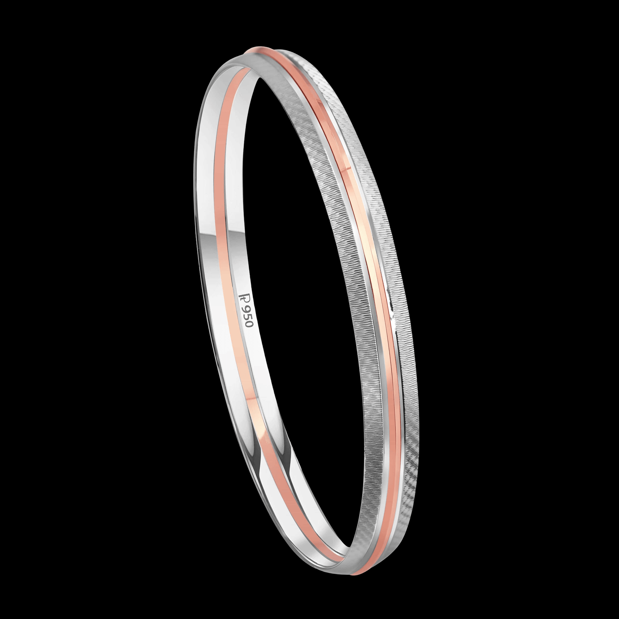 Jewelove™ Bangles & Bracelets Men of Platinum | Rose Gold Fusion Kada with Unique Texture for Men JL PTB 737