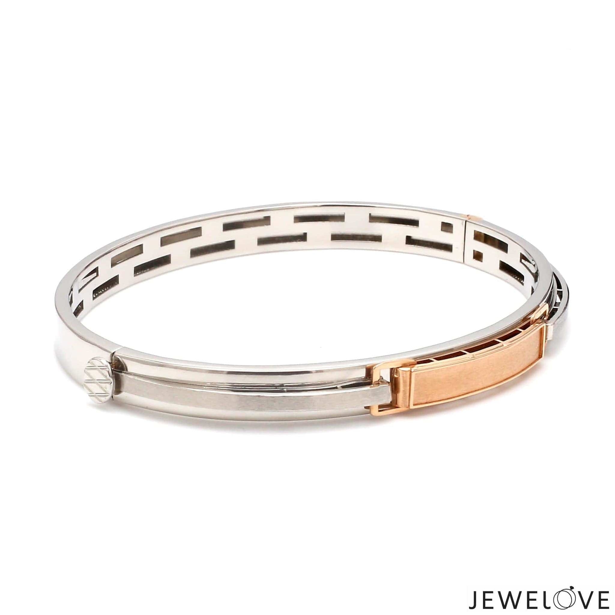 Jewelove™ Bangles & Bracelets Men of Platinum | Rose Gold Hi-Polish & Matte Finish Bracelet  for Men JL PTB 1206