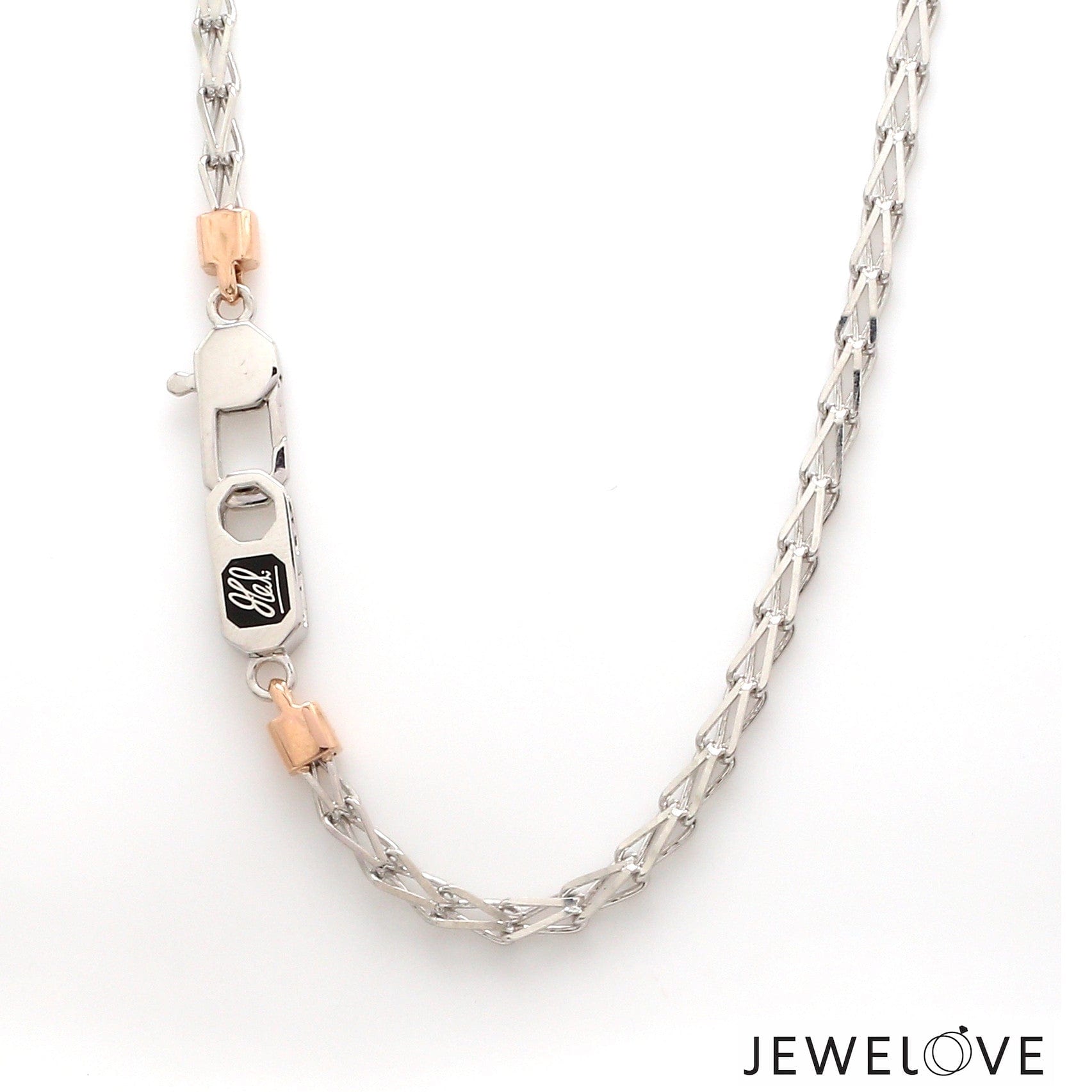 Jewelove™ Chains Men of Platinum | Rose Gold with Black Enamel Chain for Men JL PT CH MSD 104-RG