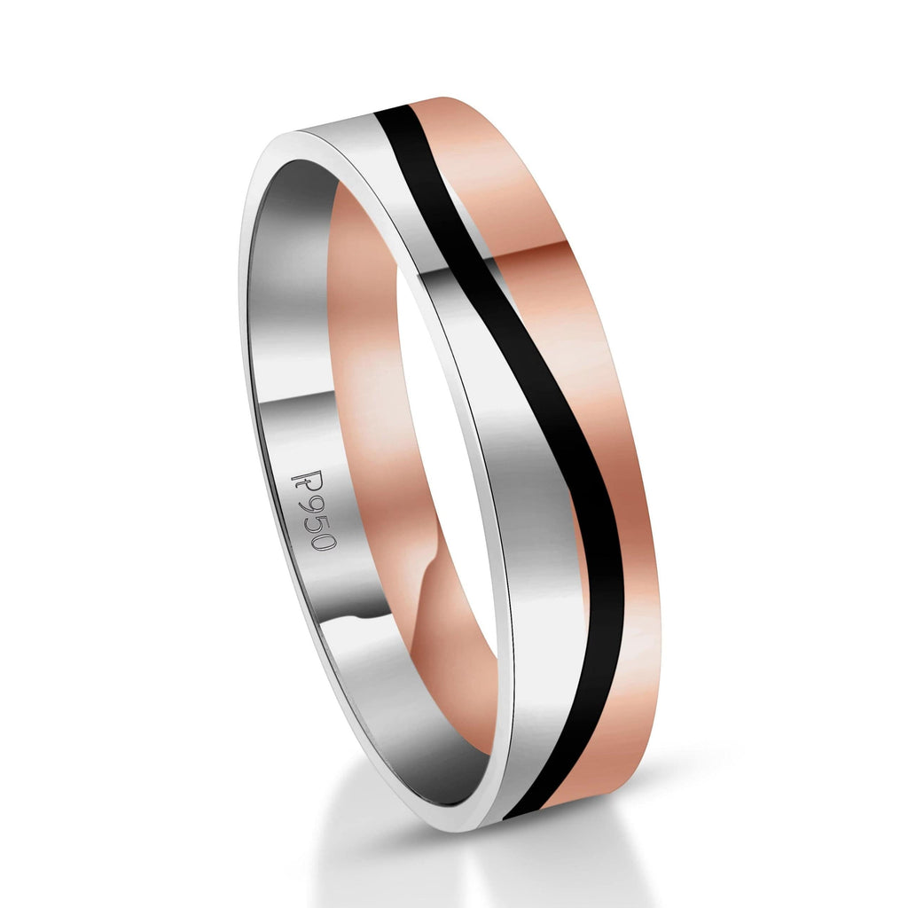 Jewelove™ Rings Men's Band only Men of Platinum | Rose Gold with Black Enamel Fusion Ring for Men JL PT 1082